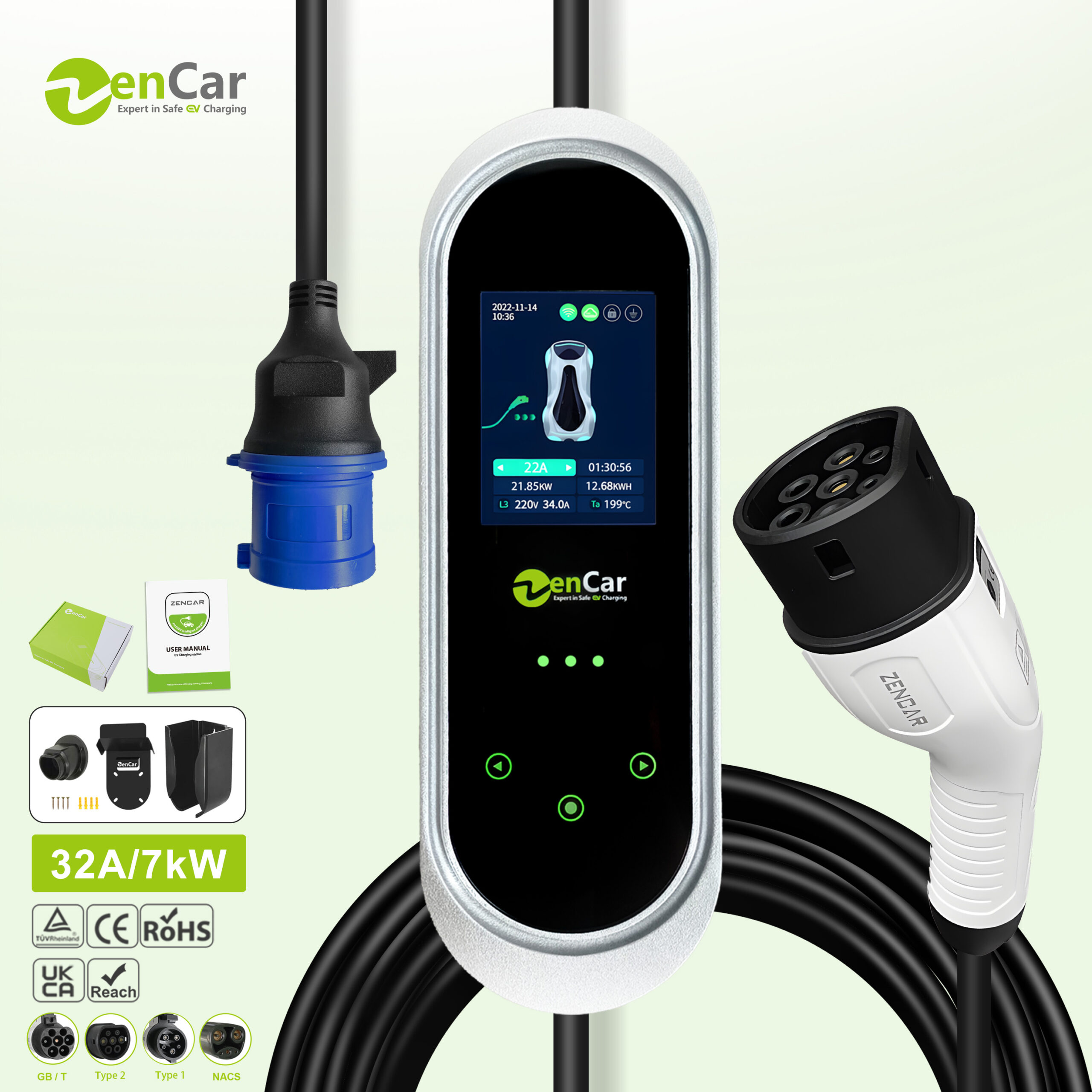 Cargadores Eléctricos para Autos EV Portable 7kW Tipo 2 IP66 - Imagen 5